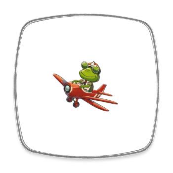 Grenouille pilote dans un avion rouge - Magnet carré - blanc - Devant