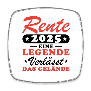 Rente 2025 - Eine Legende Verlässt Das Gelände - Viereckiger Kühlschrankmagnet - Weiß - Vorne