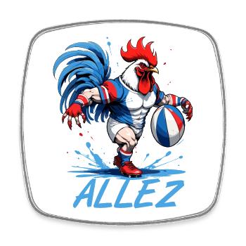 RUGBY FRANCE, sport aux couleurs bleu blanc rouge - Magnet carré - blanc - Devant