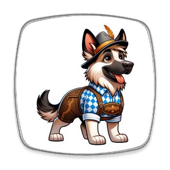 Bavarian Shepherd Dog - Square fridge magnet - white - Front