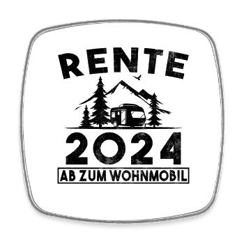 Rente 2024 Wohnmobil Ruhestand Ruheständler - Viereckiger Kühlschrankmagnet - Weiß - Vorne
