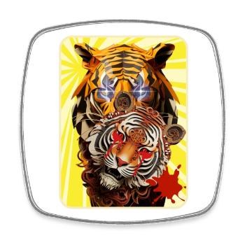 Tiger and lion - Square fridge magnet - white - Front