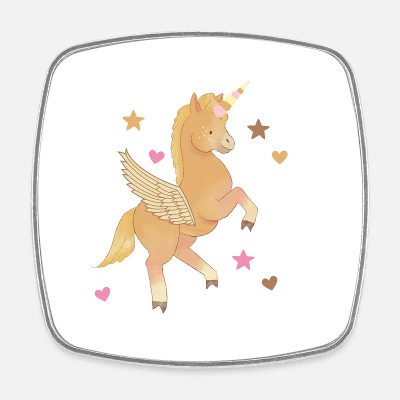 Unicorn, Horse, Pony, Pegasus - Square fridge magnet - white