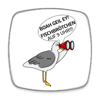 Seagull - Fish Rolls at 9 o'clock Sayings Baltic Sea - Square fridge magnet - white - Front