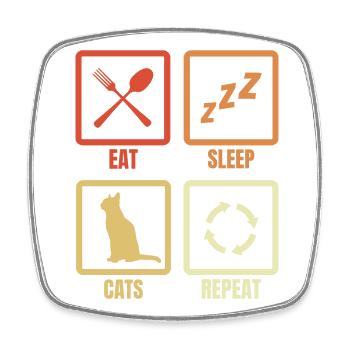 Eat Sleep Cats Repeat - Square fridge magnet - white - Front