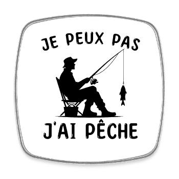 I Can't I Fish Man Fisherman Gift - Square fridge magnet - white - Front