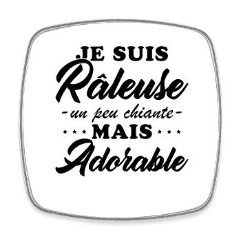 Râleuse Mais Adorable Cadeau Humour Personnalisé - Magnet carré - blanc - Devant