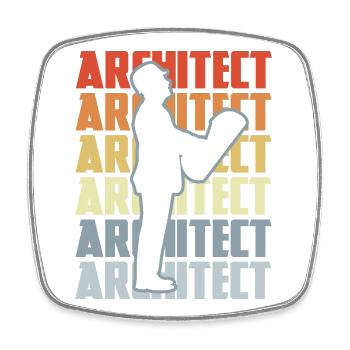 Retro Architect - Square fridge magnet - white - Front