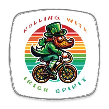 Leprechaun Radfahren St. Patrick's Day - Viereckiger Kühlschrankmagnet - Weiß - Vorne