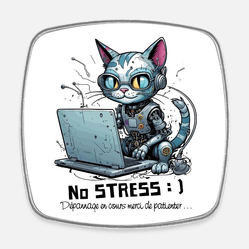 Geeky computer chat, computer humor - Square fridge magnet - white