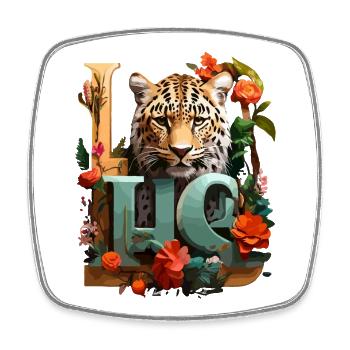 Tiger und Blumen Liebe - Viereckiger Kühlschrankmagnet - Weiß - Vorne