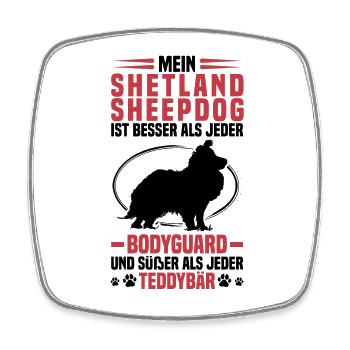 Sheltie me protège Chien de berger Shetland - Magnet carré - blanc - Devant