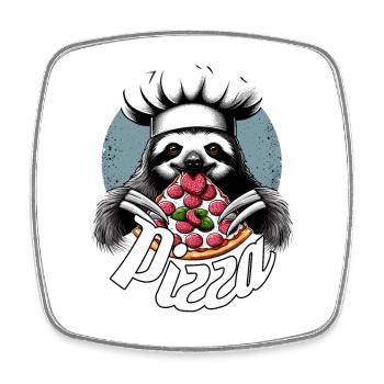Pizza Yummy Sloth Gift - Square fridge magnet - white - Front