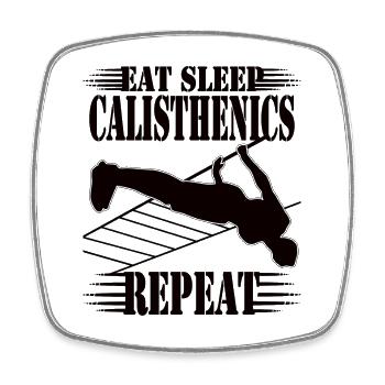 Eat Sleep Calisthenics Repeat – Workout Design - Square fridge magnet - white - Front