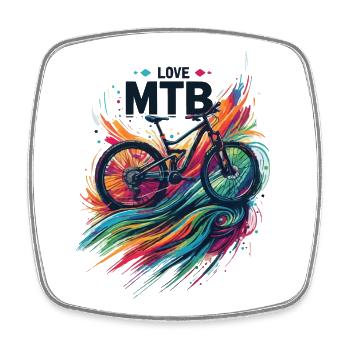 Lebendiges Mountainbike-Abenteuer-Design Liebe MTB - Viereckiger Kühlschrankmagnet - Weiß - Vorne