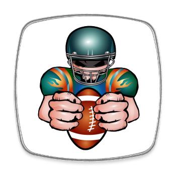Football Spieler mit Football Helm und Spielball - Viereckiger Kühlschrankmagnet - Weiß - Vorne