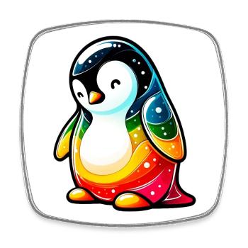 Pinguin - Viereckiger Kühlschrankmagnet - Weiß - Vorne