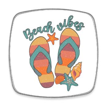 Strand-Vibes - Viereckiger Kühlschrankmagnet - Weiß - Vorne