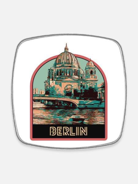 View of the Berlin Cathedral Dome and the Spree - Square fridge magnet - white
