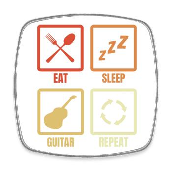 Eat Sleep Guitar Repeat - Square fridge magnet - white - Front