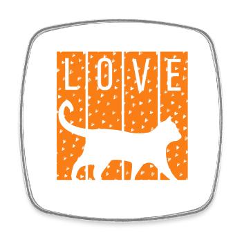 Love Has Four Paws Katzen-Silhouette - Viereckiger Kühlschrankmagnet - Weiß - Vorne