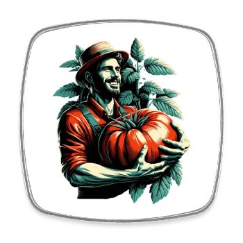 Tomate XXL Grand Homme Cadeau Heureux - Magnet carré - blanc - Devant