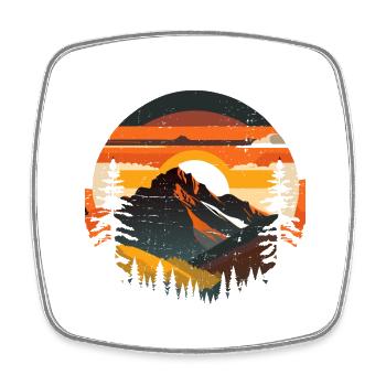 Montagnes au Crépuscule Rétro - Magnet carré - blanc - Devant