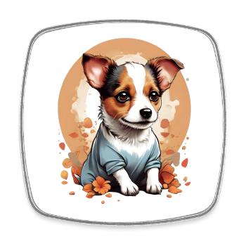 Niedlicher kleiner Jack Russell Welpe - Viereckiger Kühlschrankmagnet - Weiß - Vorne