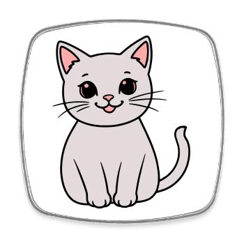 gray kitten - Square fridge magnet - white - Front