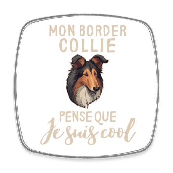 Chien de race border collie - Magnet carré - blanc - Devant