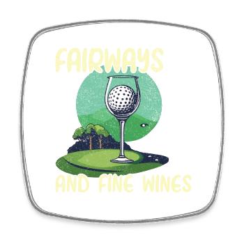 Fairways and Fine Wines - Golf and Wine - Square fridge magnet - white - Front