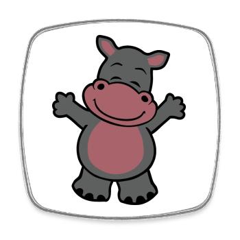Cuddly hippopotamus - Square fridge magnet - white - Front