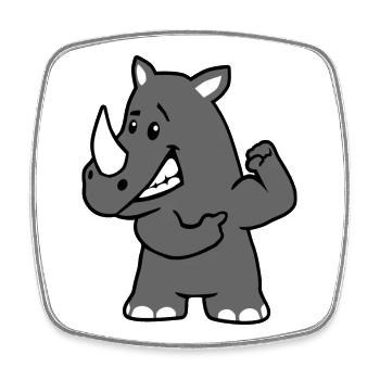 Beefy Rhinoceros - Square fridge magnet - white - Front