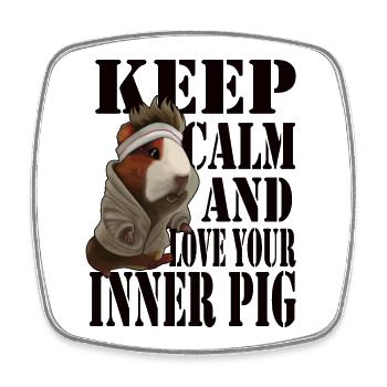 Keep Calm and Love Your Inner Pig - Viereckiger Kühlschrankmagnet - Weiß - Vorne