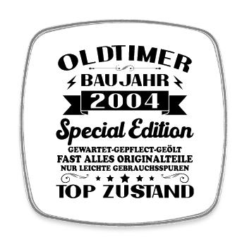 Voiture de collection Année 2004 Vintage Cadeau d’anniversaire - Magnet carré - blanc - Devant
