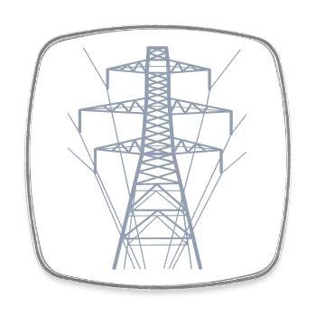 Silhouette de poteau d’alimentation blanc - Magnet carré - blanc - Devant
