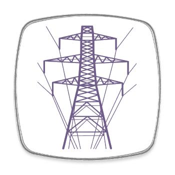 Silhouette de poteau d’alimentation blanc - Magnet carré - blanc - Devant