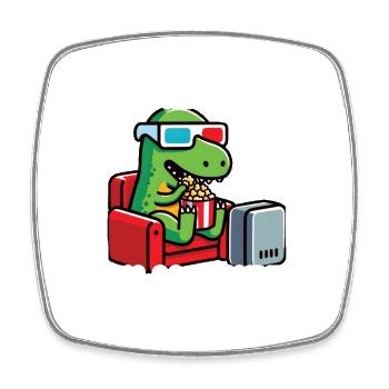 Chemise officielle du film Movie Fans Cineastes T-Rex - Magnet carré - blanc - Devant