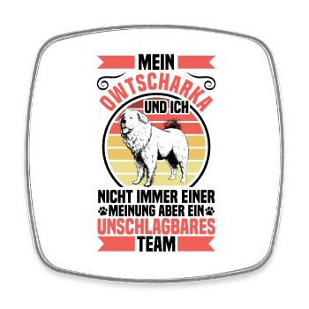 Owtscharka ist unschlagbar Kaukasischer Owtscharka - Viereckiger Kühlschrankmagnet - Weiß - Vorne