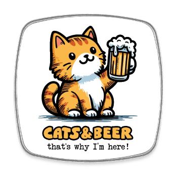 Katzen und Bier 2 - Viereckiger Kühlschrankmagnet - Weiß - Vorne
