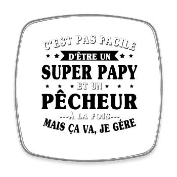 Super-Opa und Fischer-Geschenk - Viereckiger Kühlschrankmagnet - Weiß - Vorne