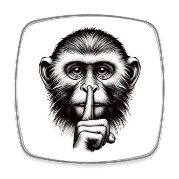 Silent Monkey - Logo - Square fridge magnet - white - Front