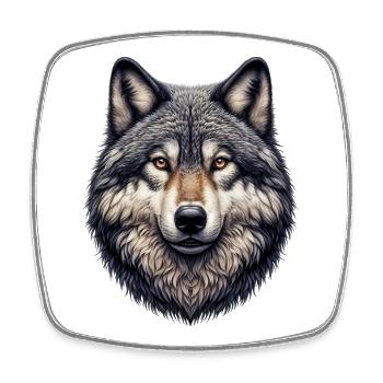 Loup - Magnet carré - blanc - Devant
