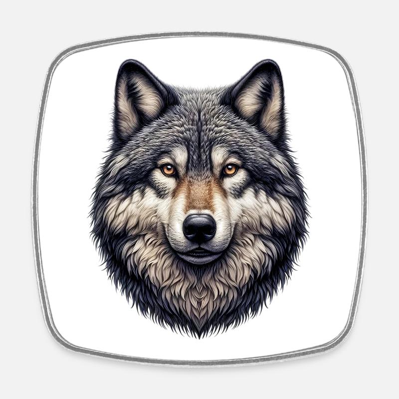 Wolf - Viereckiger Kühlschrankmagnet - Weiß