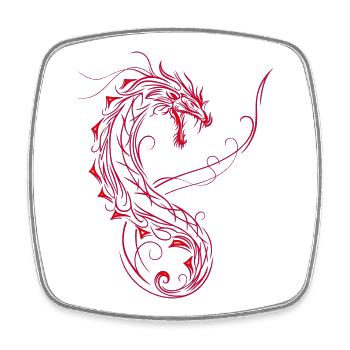 Roter Tribal Drache Tattoo Fantasy Style - Viereckiger Kühlschrankmagnet - Weiß - Vorne