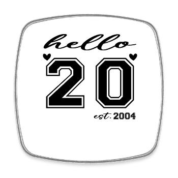 Hallo 20 est 2004 - Viereckiger Kühlschrankmagnet - Weiß - Vorne