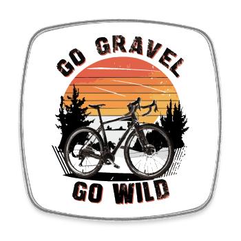 Gravel Bike Sunset Scene - Square fridge magnet - white - Front