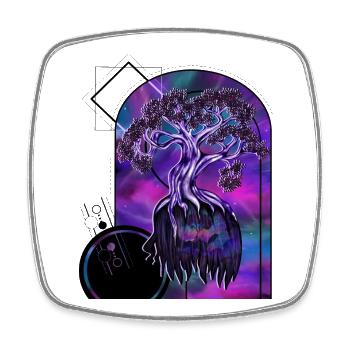 Spiritual Tree – Geometric Art - Square fridge magnet - white - Front