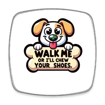Walk me or i'll chew your Shoes - Square fridge magnet - white - Front