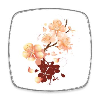 Peach blossom graffiti in velvety peach tone - Square fridge magnet - white - Front